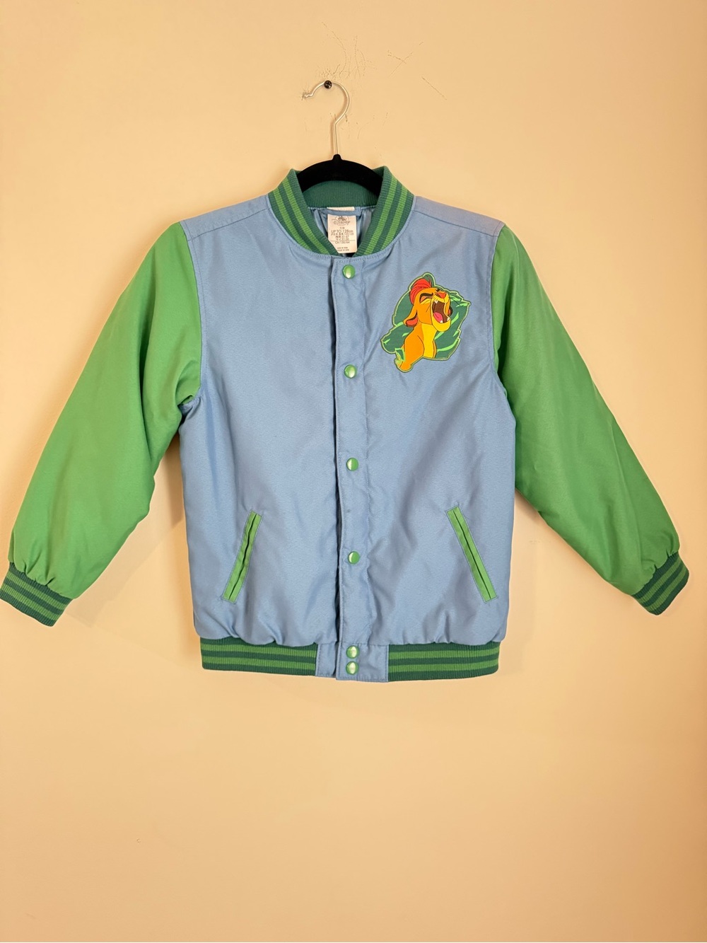 Disney Blue and Green Puffer Jacket with Cartoon Patch